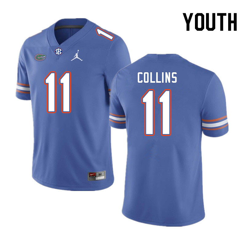 Youth #11 Kelby Collins Florida Gators College Football Jerseys Stitched-Royal